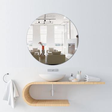 Imagem de Espelho Decorativo Vidro Redondo 40x40cm Sala Banheiro Lapidado