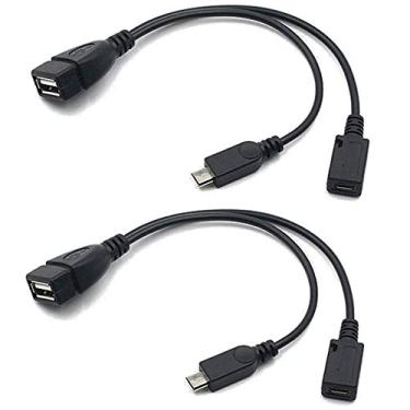 Imagem de AuviPal Adaptador micro USB para USB 2 em 1 (cabo OTG + cabo de alimentação) para Fire Stick, Playstation Classic e mais – Pacote com 2