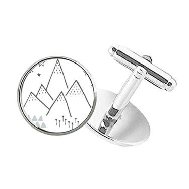 Imagem de DIYthinker Abotoaduras com clipe de botão redondo com estampa de estrelas e grama de montanha