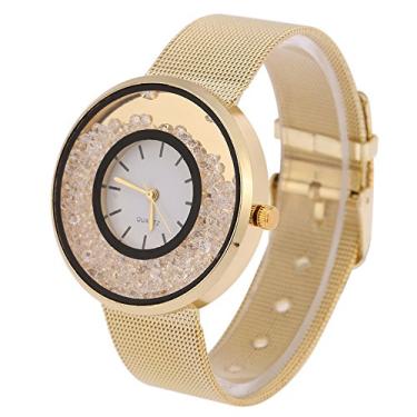 Imagem de Mulheres Relógios de quartzo Analógico Relógio de pulso Rodada Liga Liga Rhinestone Dial Vestido Relógio de pulso (Ouro)