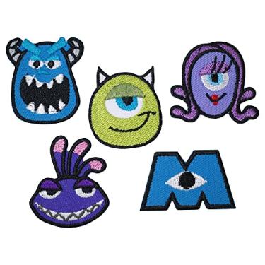 Imagem de CLOVER INTER 5 Pçs Monsters Inc Remendos de ferro em emblema bordado Serra no patch para jeans, roupas, bolsas, jaquetas, bonés
