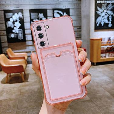 Imagem de Capa de bolsa transparente para cartão com slot para samsung galaxy s21 s22 s20 s30 s10 plus a42 a52 a12 capa de carteira macia à prova de choque, rosa, para samsung s10