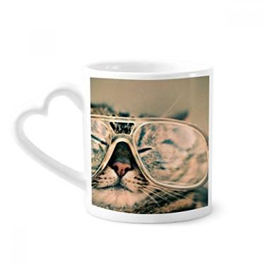 Imagem de Óculos de animal fotografia de gato caneca de café cerâmica copo de coração de vidro