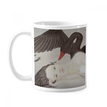 Imagem de Beauty Black Swan Chinês Caneca Aquarela Cerâmica Café Porcelana Utensílios de Mesa