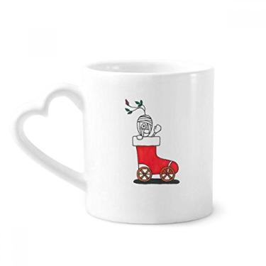 Imagem de Caneca de flores de trenó de Natal Horus Caneca de café cerâmica copo de coração de vidro