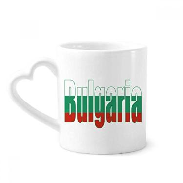 Imagem de Caneca com nome da bandeira do país da Bulgária caneca de café cerâmica copo de coração de vidro