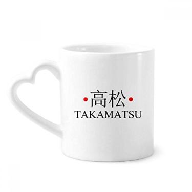 Imagem de Caneca de bandeira de sol vermelha com nome da cidade japonesa Takamatsu Caneca de café cerâmica copo de coração de vidro