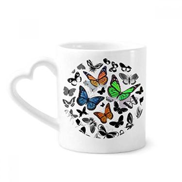 Imagem de Caneca vintage escopo de borboletas café cerâmica copo de coração de vidro