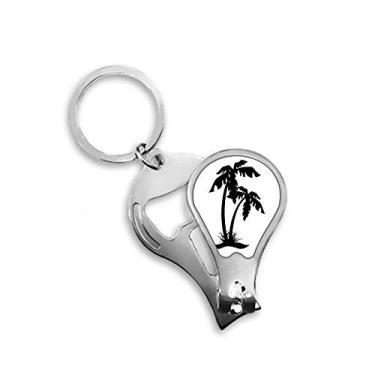 Imagem de Coco Tree Black Beach Outline Cortador de unhas abridor chaveiro tesoura