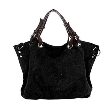 Imagem de Bolsa Hobo Tendycoco de algodão para mulheres (preta), Preto, 25 * 15 cm