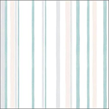 Imagem de Papel De Parede Infantil Brincar 3604 Vinílico Listrado Azul Bege