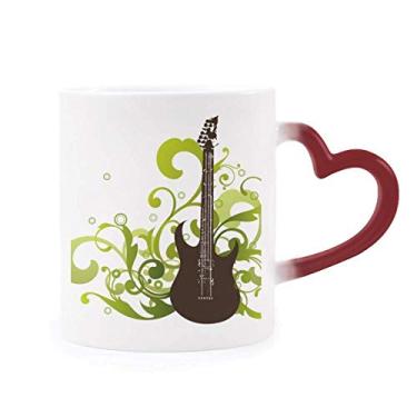Imagem de Caneca verde de guitarra com estampa fresca sensível ao calor Caneca vermelha que muda de cor