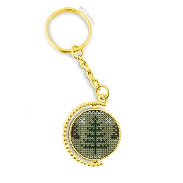 Imagem de Chaveiro de metal com padrão de alce marrom árvore de Natal acessório dourado chaveiro