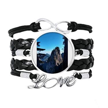 Imagem de OFFbb-USA Pulseira Mountain Peaks pinheiros acessório amor corda de couro torcido presente
