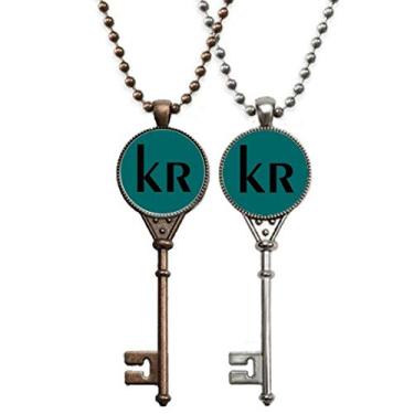 Imagem de OFFbb-USA Colar com símbolo da moeda da Dinamarca Krone chaveiro pingente joia decoração de casal