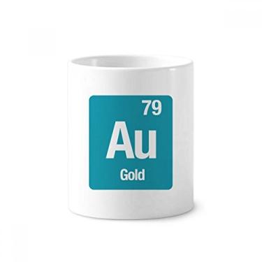 Imagem de Au Gold Suporte para caneta com elemento químico ciência e escova de dentes de cerâmica