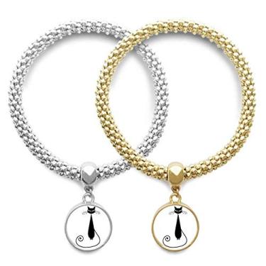 Imagem de DIYthinker Pulseira para amante de gato preto com desenho de animal, pingente de joia para presente de casal