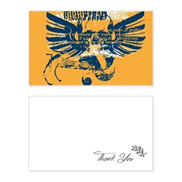 Imagem de Asas de crânio azul laranja grafite rua cartão de agradecimento aniversário aniversário saudação casamento agradecimento
