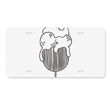 Imagem de DIYthinker Placa de licença de sorvete de cereja com contorno preto, acessório de aço inoxidável para decoração de carro