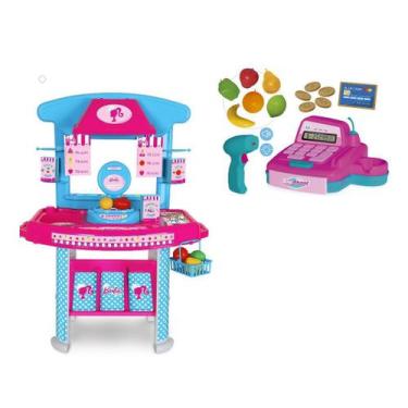 Imagem de Kit Caixa Registradora + Mercadinho Da Barbie C/ Acessórios - Cotiplás