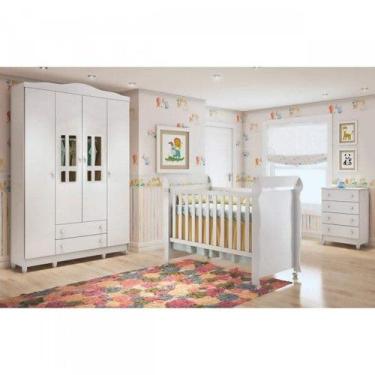 Imagem de Quarto De Bebê Completo Guarda-Roupa 4 Portas, Cômoda E Berço Mirelle