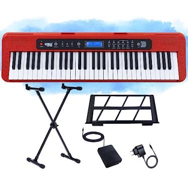 Imagem de Kit Teclado Musical Estudante Kobe KB-300 5/8 61 Teclas Sensitivas ao Toque com Pedal Sustain e Suporte em X