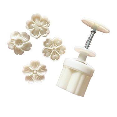 Imagem de Leadigol Moldes de prensa Mooncake 30g, molde de bolo de lua de plástico prensado à mão molde de biscoito selos de biscoito ferramenta de pastelaria carimbos de flores 3D molde de bolo de lua de