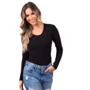 Imagem de Blusa Segunda Pele Feminina Decote Redondo Em Tecido Suplex - VINHA FA