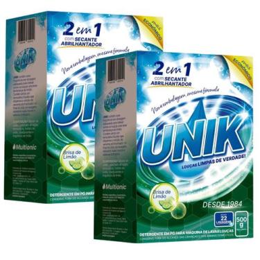 Imagem de 2un Detergente Sabão Máquina Lavar Louça  Secante 500g Unik