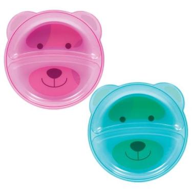 Imagem de Prato Infantil Educação Alimentar Ursinho Com Divisória - Buba, Azul, 