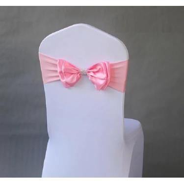 Imagem de Decoração de casamento, faixa de cadeira de elastano, cetim, pronta para uso, gravata borboleta, para festa de aniversário, hotel, show, gravata borboleta, rosa, 1 peça