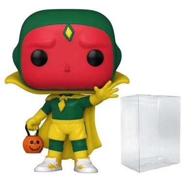 Imagem de POP Marvel: WandaVision – Boneco Funko Pop! de vinil com visão de Halloween (com capa protetora compatível), multicolorido, 9,5 cm