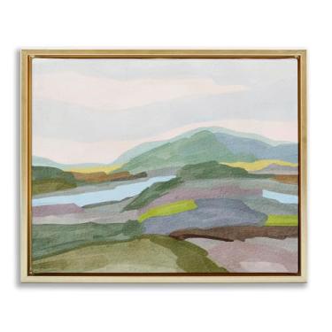 Imagem de Stupell Industries Tons de terra verde paisagem moldura dourada tela flutuante arte design de parede por Nikita Jariwala, 89 x 63 cm