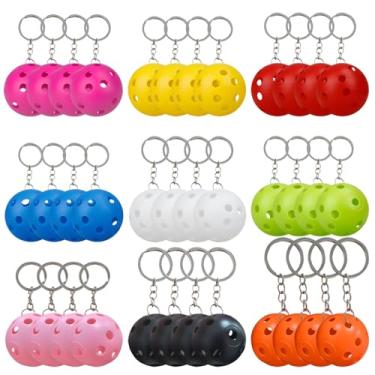 Imagem de Varku Chaveiro Pickleball de 36 peças, chaveiros de plástico colorido para mulheres e homens, chaveiros de metal resistente, cores sortidas, 4,16 cm de diâmetro, ótimo para presentes, etiquetas de