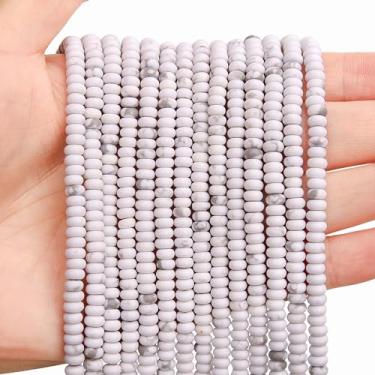 Imagem de BONNY BOXX 1 fio (150 peças) natural 2 * contas de howlita Rondelle de 4 mm, contas de pedra de disco de ábaco natural, contas soltas de pedras preciosas espaçadoras para pulseira faça você mesmo