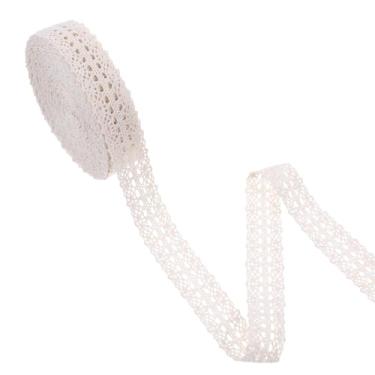 Imagem de Fita de renda, 2,5 cm de largura 10 metros bege vintage acabamento de renda de algodão para costura decorativa de tecido de crochê para artesanato DIY, embrulho de presente, scrapbooking, decoração de