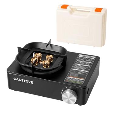 Imagem de Rrlihjgu Fogão de Camping | Fogões para Cozinhar ao Ar Livre com Maleta de Transporte | Equipamento de Cozinha com Controlo de Calor Preciso e Ignição Automática para Montanhismo, Expedição e Viagens