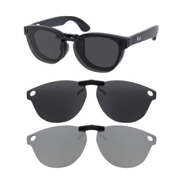 Imagem de HILEEN Óculos de sol polarizados com clipe para Ray-Ban Meta Skyler RW4010 52 mm para homens e mulheres proteção UV - preto + prata