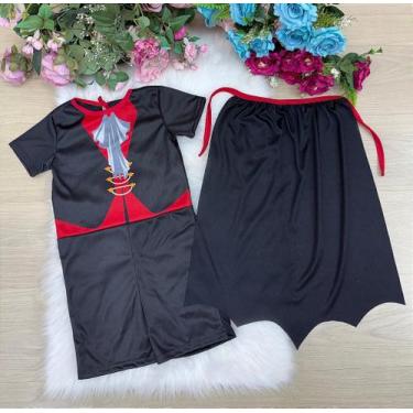 Imagem de Fantasia Infantil Halloween Drácula Vampiro para Meninos - Conjunto Te