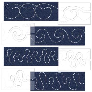 Imagem de ORIGACH 4 peças de modelos de quilting de movimento livre com alças antiderrapantes réguas de acrílico para estênceis reutilizáveis na máquina para designs de colcha fáceis de usar