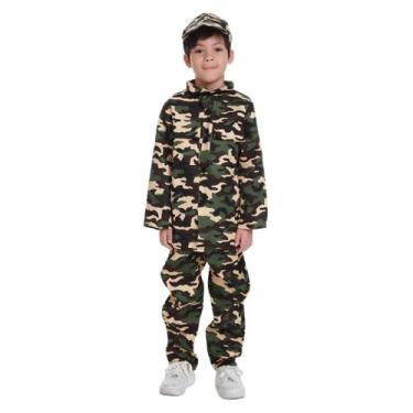 Imagem de Fantasia Militar Infantil Camuflada Completa com Boné - Sulamericana, 