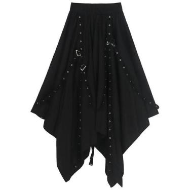 Imagem de Saia Midi Gótica Punk Y2K com Gravata e Fivela - Estilo Dark, Um taman