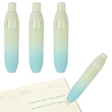 Imagem de PATIKIL 4 peças de fita corretiva de 6 metros, fita corretiva retrátil fofa resistente a rasgos, branca, recarregável, aplicadora com refis para sala de aula, material de escritório, casa, verde