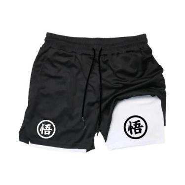 Imagem de Shorts De Treino Masculinos 2 Em 1 De Secagem Rápida Para Academia E C
