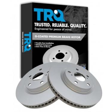 Imagem de TRQ Conjunto de par de rotores de freio a disco dianteiro para Avalon 08-18/07-19 Camry / 17-18 Corolla iM / 13-18 ES300h / 07-18 ES350 / 16 iM / 09-13 Matrix / 06-18 Rav4 / 11-16 tC / 09-11 0 Vibe