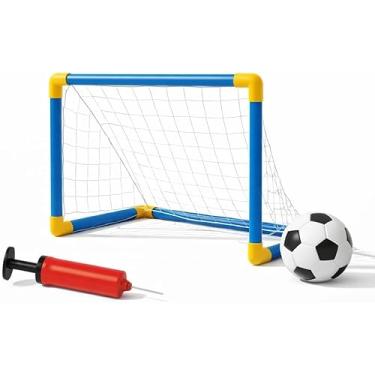 Imagem de Brinquedo Kit Golzinho Trave de Futebol Infantil Gol e Rede, com Bola e Bomba, Golzinho para Crianças, Jogo Chute a Gol Desenvolvmento Infantil 46x32x24