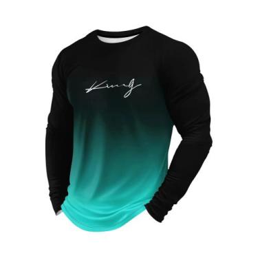 Imagem de Camiseta Masculina Casual Esportiva De Manga Longa Com Estampa 3D, Res