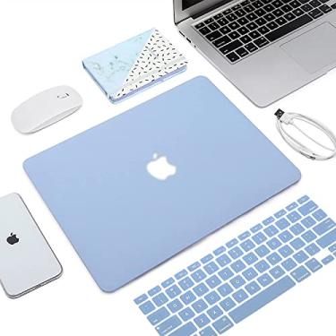 Imagem de TwiHill Capa rígida vazada compatível com MacBook Pro 13 polegadas versão A2251/A2289/A2338, tela de retina com Touch ID, capa protetora de plástico rígido e capa de teclado (Azul-celeste)