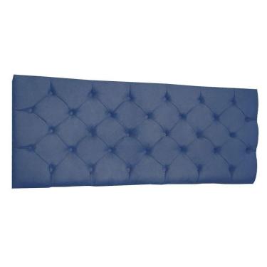 Imagem de Cabeceira Painel Capitonê Queen 1,60m Jade Suede Azul Marinho