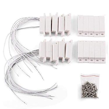 Imagem de Gufastore 10 peças de alarme de montagem de superfície 10 W 100 V 0,5 A em contato magnético máximo, ideal para segurança de janela de porta com fio de chumbo e papel adesivo 3M